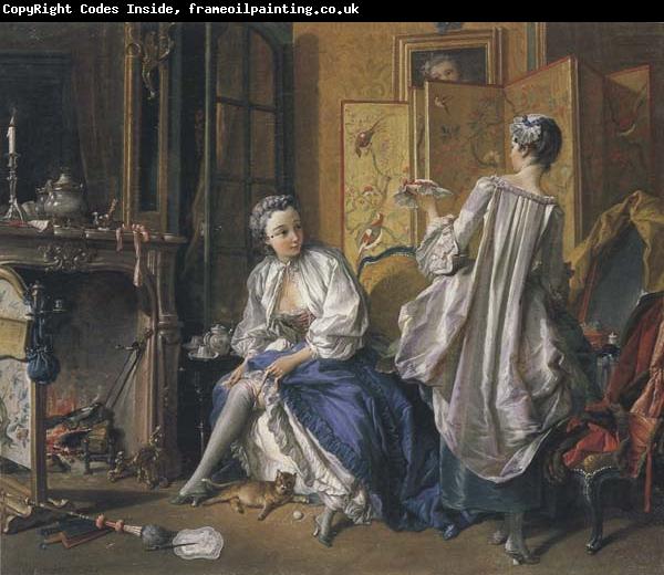 Francois Boucher Lady Fastening her Garter